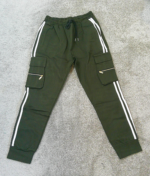 Side Striped Straight Leg Joggers, Casual Stretch Waist Drawstring Comfy Trousers