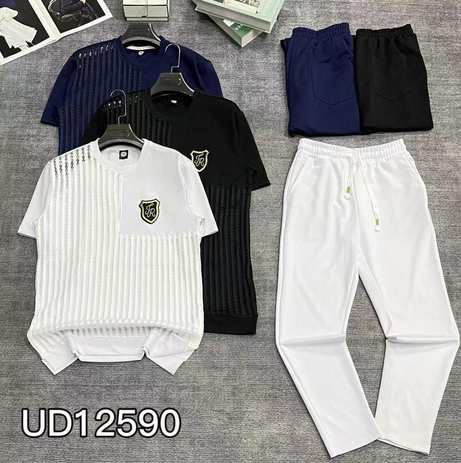 Men's Fishnet Hollow Short Sleeve 2 piece Single Breasted Lapel Shirt