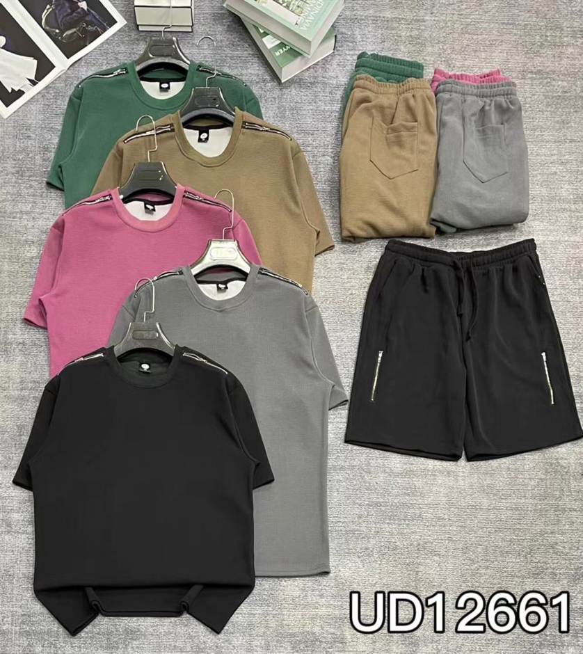 Men's Cozy Two-Piece Knit Set, Soft Round Neck Short Sleeve Top and Drawstring Shorts for Casual Daily Wear, Relaxed Fit, Breathable Fabric, and Versatile Style for Summer and Fall