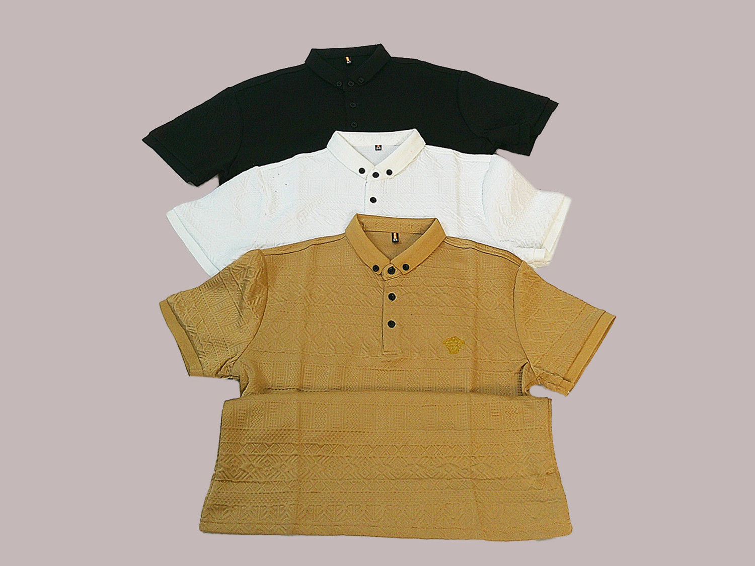 Men's Summer Solid Breathable Short Sleeve Button Up Lapel Shirt, Thick Fabric With Turn-Down Collar T-shirt