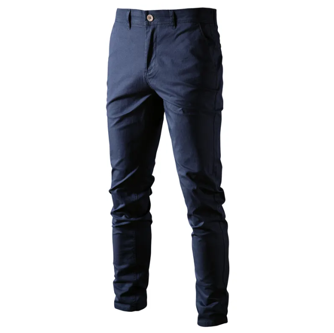 Men's Solid Slim Fit Pants - Lightweight & Breathable for Summer Outdoor - Stylish Straight Trousers for Daily Comfort